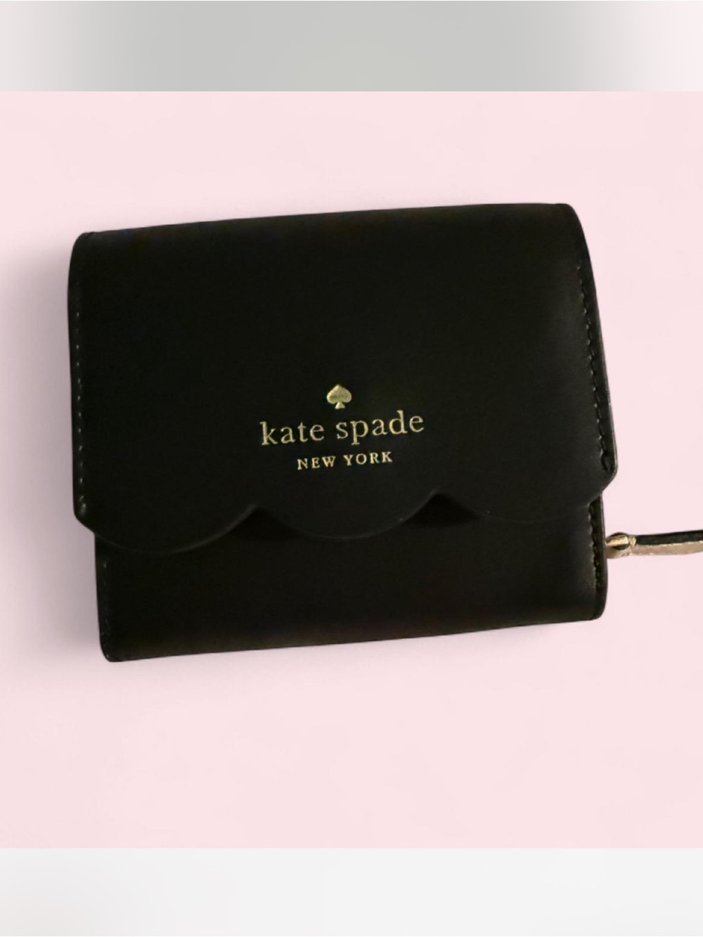 Kate Spade Black Scallop Flap Mini Wallet